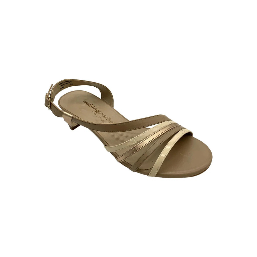 Walking Cradles Women's Lettie Heel Sandals Rose Gold/Bone/Nude - Wide